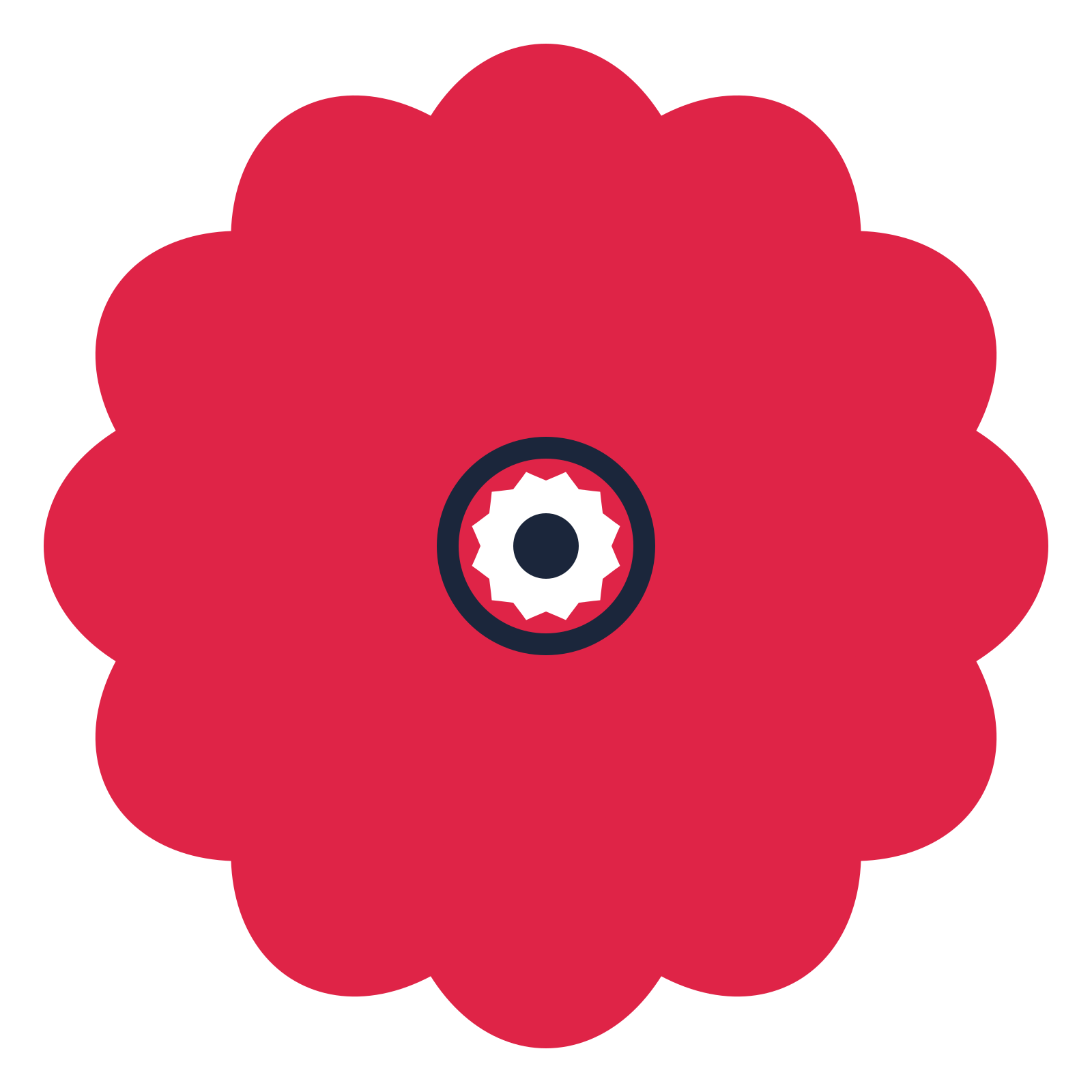 A 12-petal lobed flower with a ring centre and a transparent background.