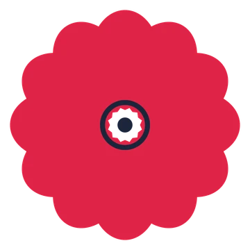 A 12-petal lobed flower with a ring centre and a transparent background.