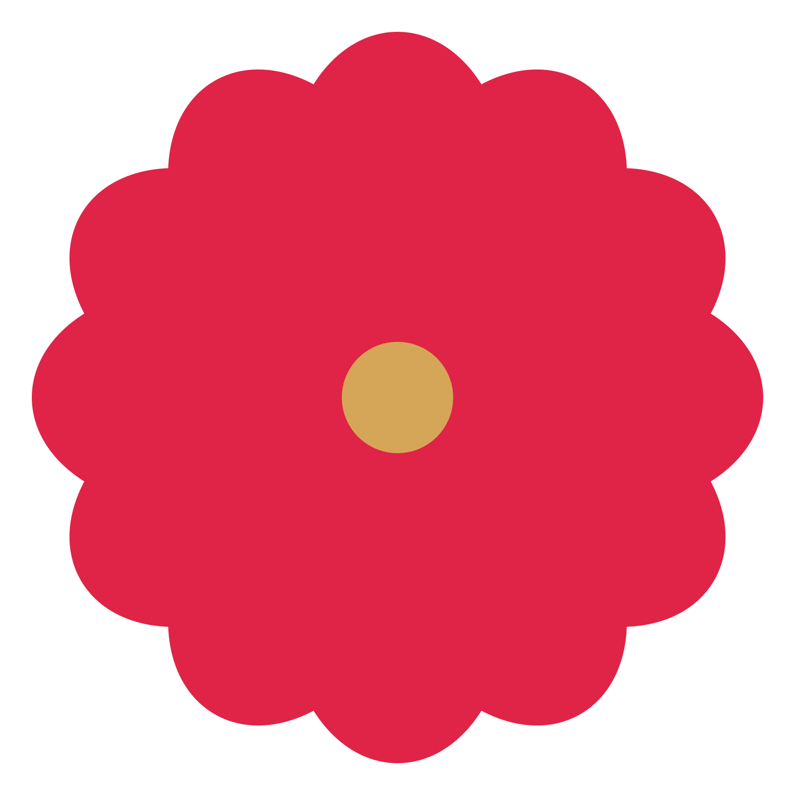 A 12-petal lobed flower with a seed centre and a transparent background.