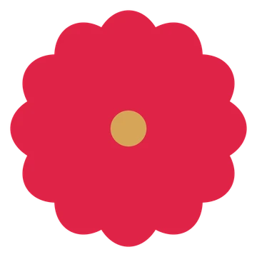 A 12-petal lobed flower with a seed centre and a transparent background.
