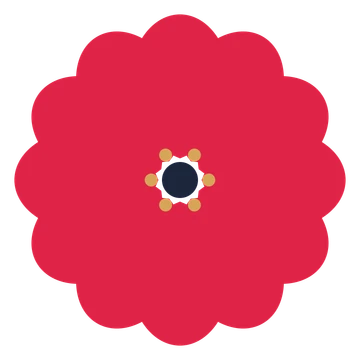 A 12-petal lobed flower with a stamen centre and a transparent background.