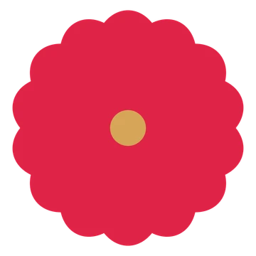 A 14-petal lobed flower with a seed centre and a transparent background.