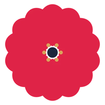 A 14-petal lobed flower with a stamen centre and a transparent background.