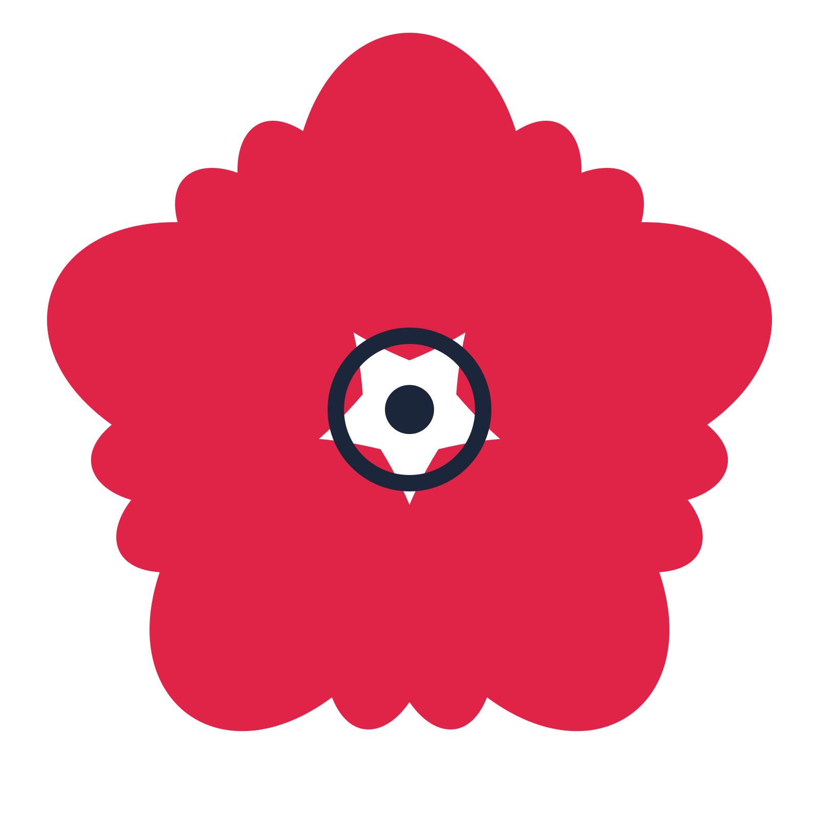 A 5-petal lobed flower with a ring centre and a transparent background.