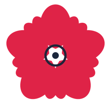 A 5-petal lobed flower with a ring centre and a transparent background.