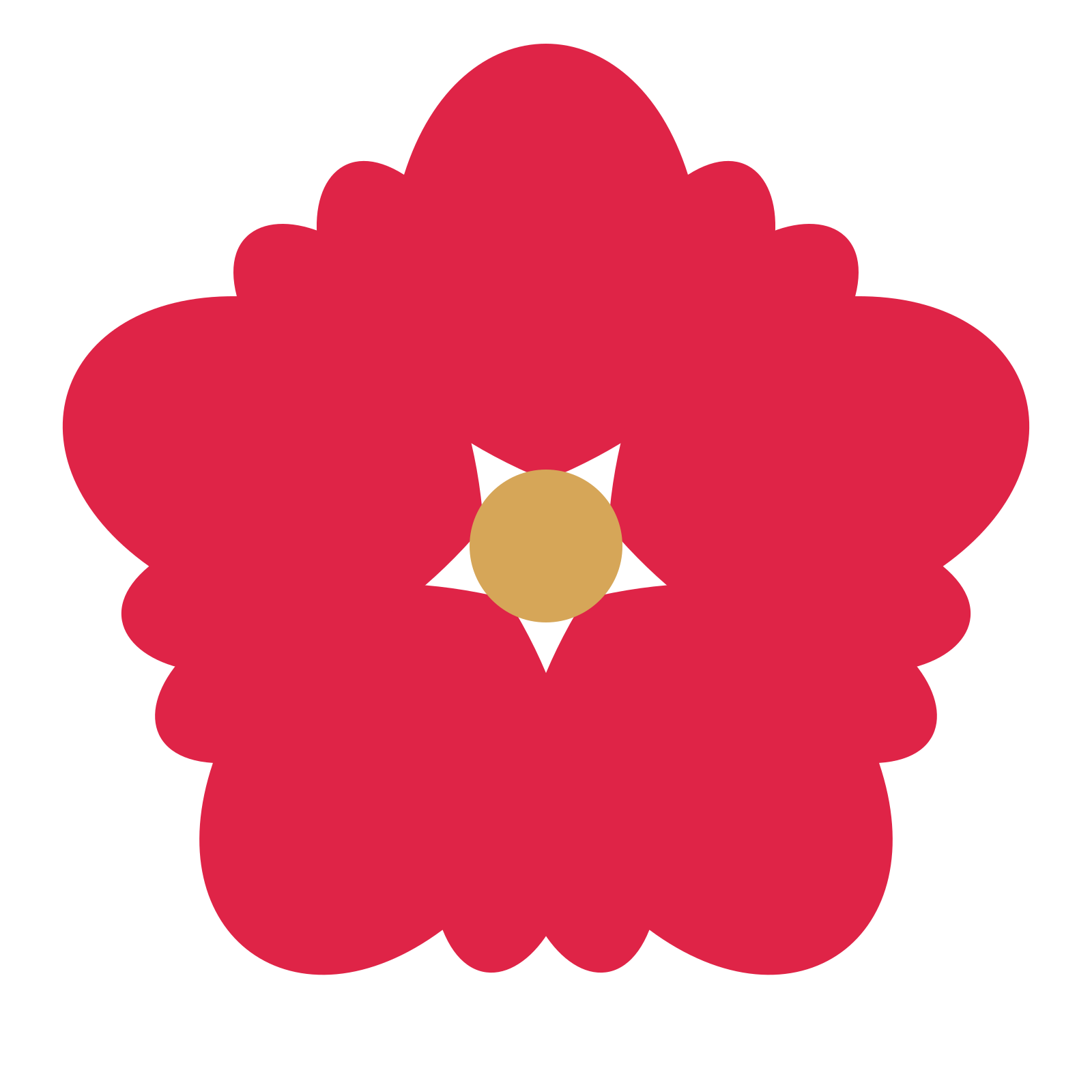 A 5-petal lobed flower with a seed centre and a transparent background.