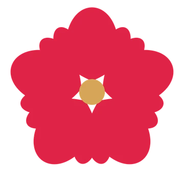 A 5-petal lobed flower with a seed centre and a transparent background.