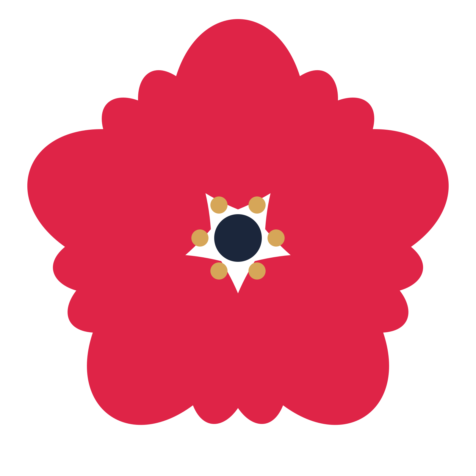 A 5-petal lobed flower with a stamen centre and a transparent background.