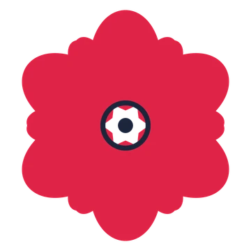 A 6-petal lobed flower with a ring centre and a transparent background.