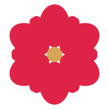 A 6-petal lobed flower with a seed centre and a transparent background.
