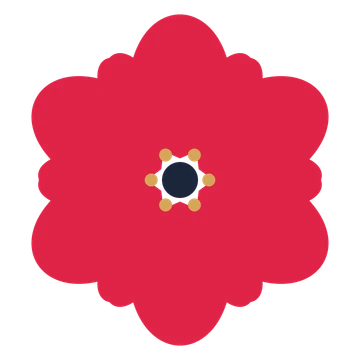 A 6-petal lobed flower with a stamen centre and a transparent background.