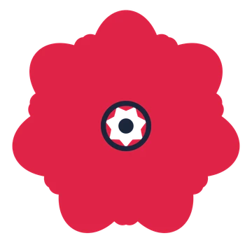 A 7-petal lobed flower with a ring centre and a transparent background.
