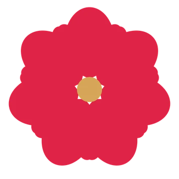 A 7-petal lobed flower with a seed centre and a transparent background.