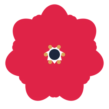 A 7-petal lobed flower with a stamen centre and a transparent background.