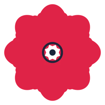 A 8-petal lobed flower with a ring centre and a transparent background.