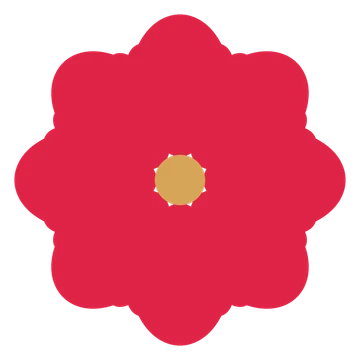 A 8-petal lobed flower with a seed centre and a transparent background.