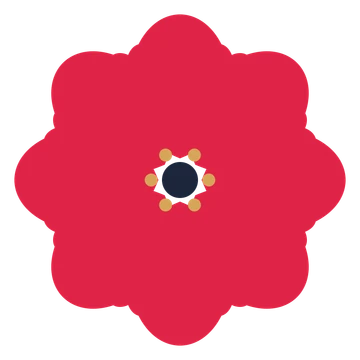 A 8-petal lobed flower with a stamen centre and a transparent background.