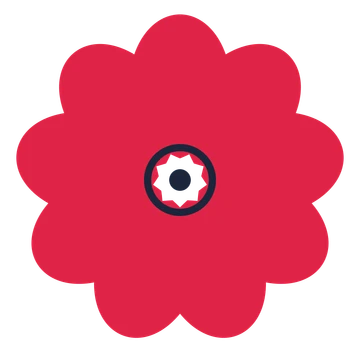 A 9-petal lobed flower with a ring centre and a transparent background.
