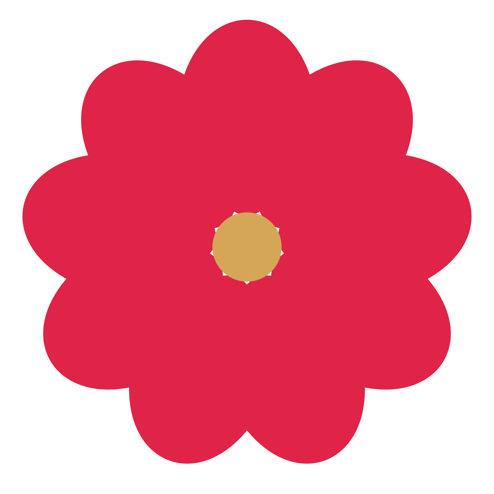 A 9-petal lobed flower with a seed centre and a transparent background.