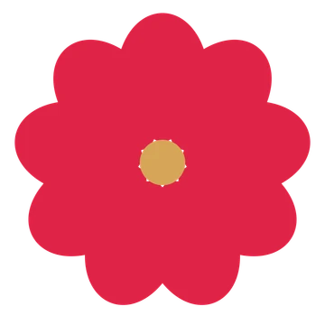 A 9-petal lobed flower with a seed centre and a transparent background.