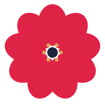 A 9-petal lobed flower with a stamen centre and a transparent background.