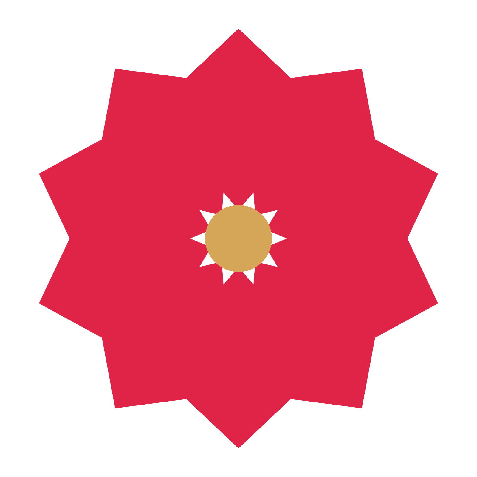 A 10-petal pointed flower with a seed centre and a transparent background.