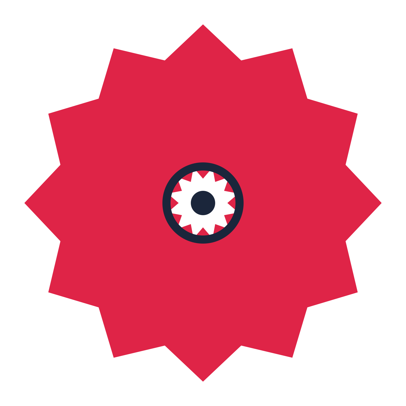 A 12-petal pointed flower with a ring centre and a transparent background.