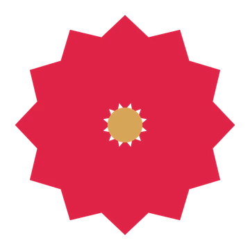A 12-petal pointed flower with a seed centre and a transparent background.