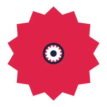 A 14-petal pointed flower with a ring centre and a transparent background.