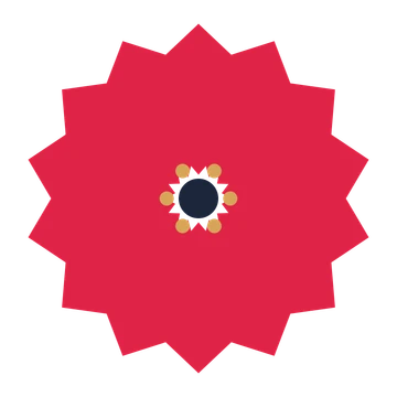 A 14-petal pointed flower with a stamen centre and a transparent background.