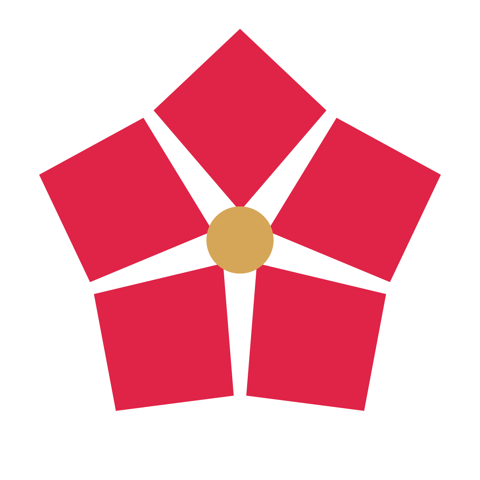 A 5-petal pointed flower with a seed centre and a transparent background.