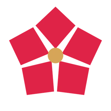 A 5-petal pointed flower with a seed centre and a transparent background.