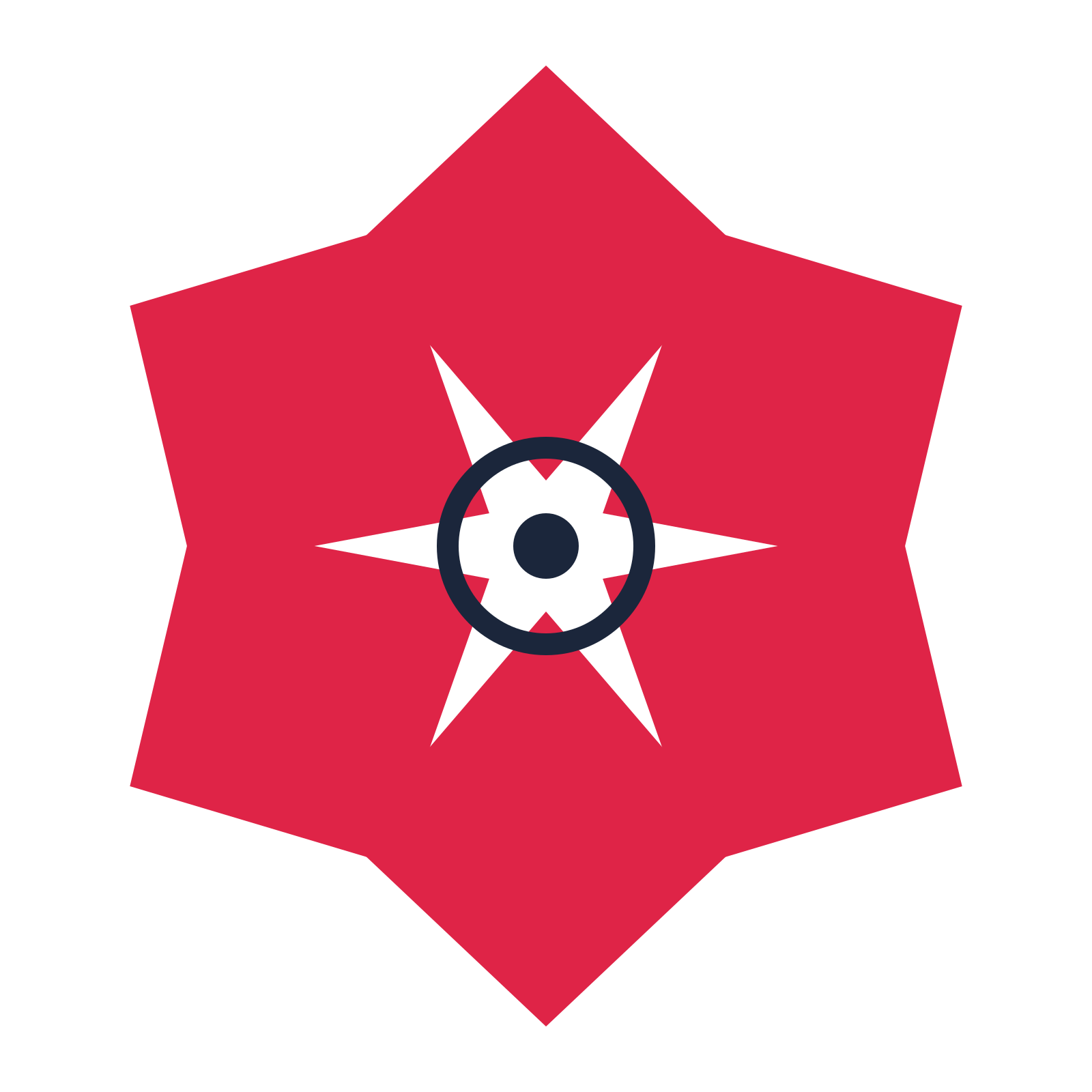 A 6-petal pointed flower with a ring centre and a transparent background.