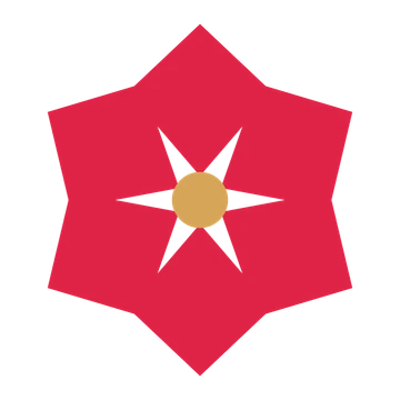 A 6-petal pointed flower with a seed centre and a transparent background.