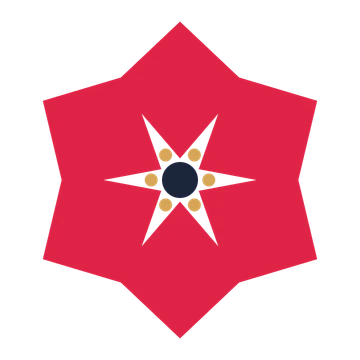 A 6-petal pointed flower with a stamen centre and a transparent background.