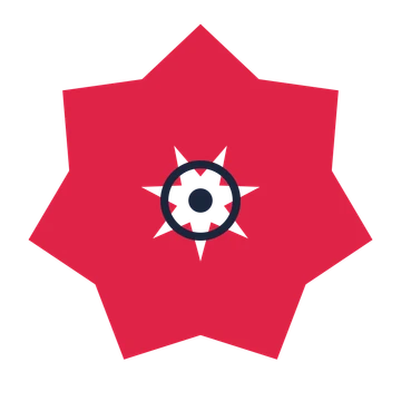 A 7-petal pointed flower with a ring centre and a transparent background.