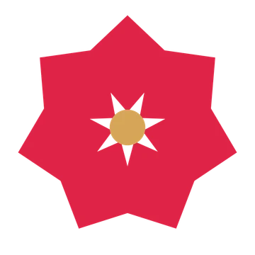 A 7-petal pointed flower with a seed centre and a transparent background.