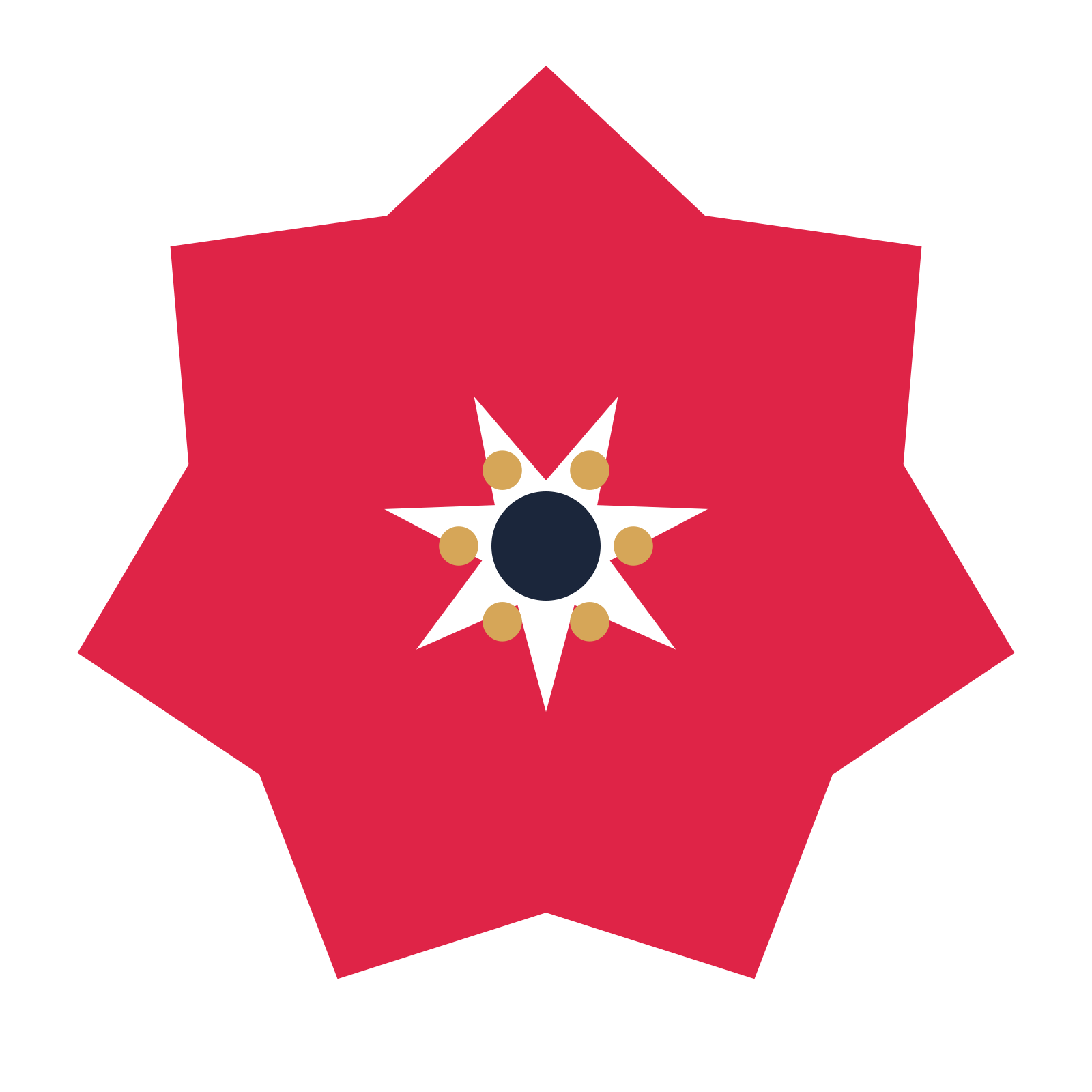 A 7-petal pointed flower with a stamen centre and a transparent background.