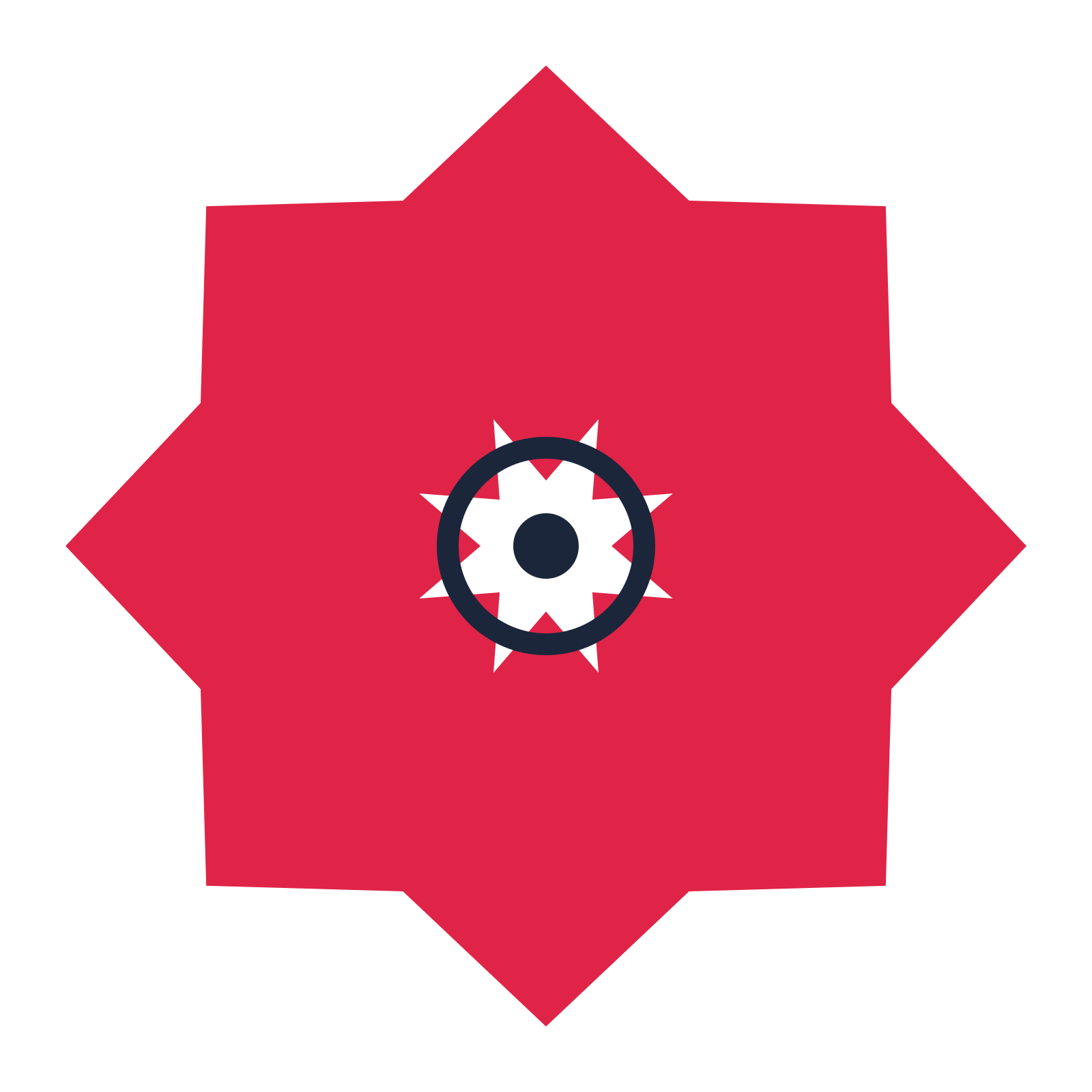 A 8-petal pointed flower with a ring centre and a transparent background.