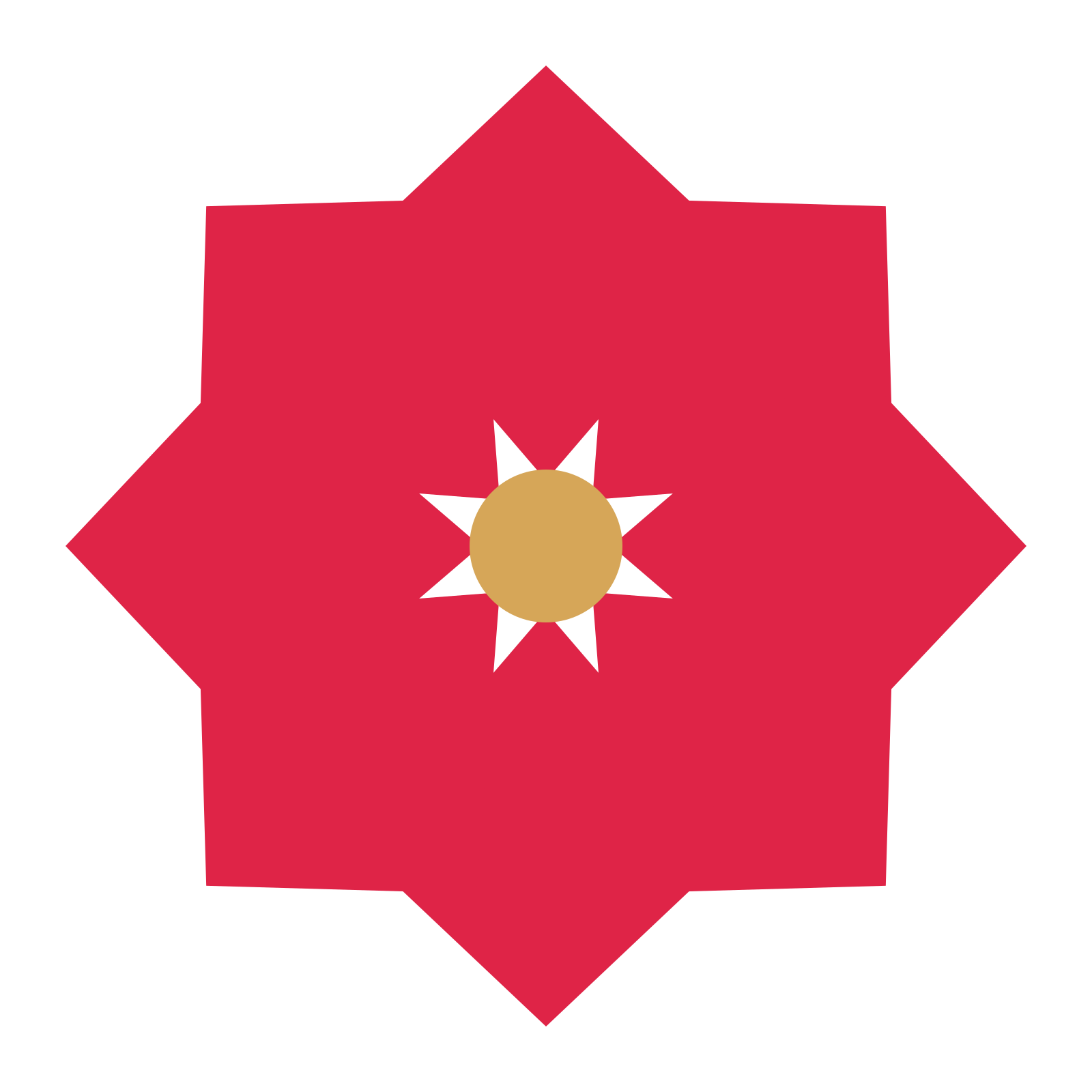 A 8-petal pointed flower with a seed centre and a transparent background.