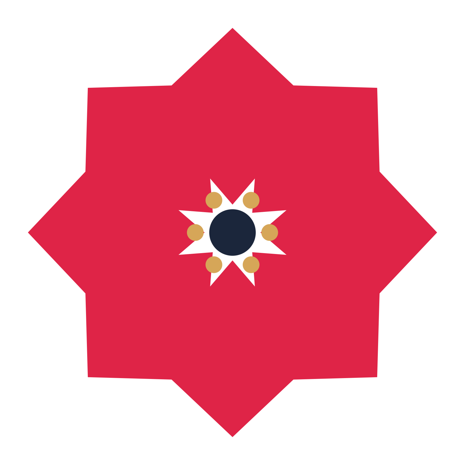 A 8-petal pointed flower with a stamen centre and a transparent background.