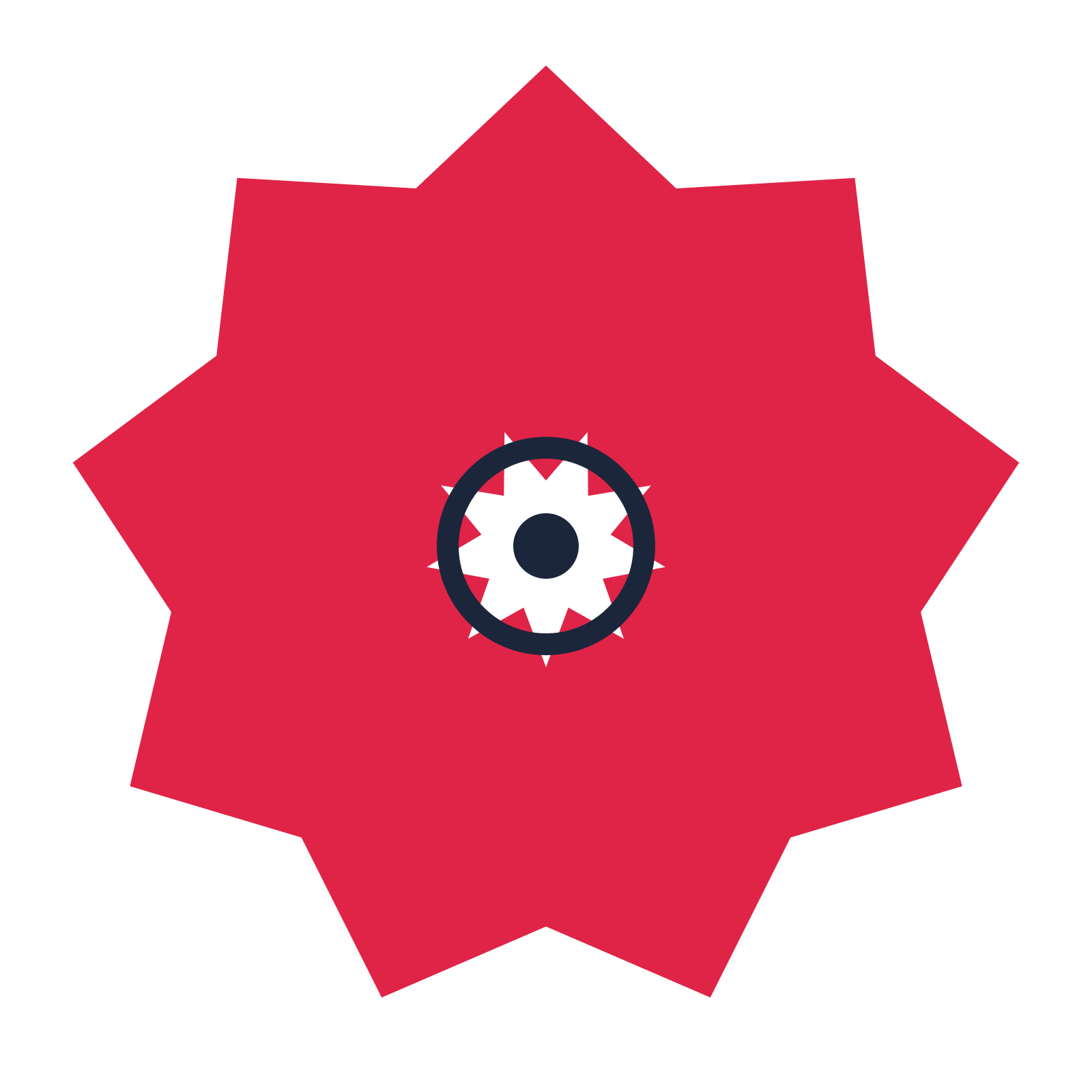 A 9-petal pointed flower with a ring centre and a transparent background.