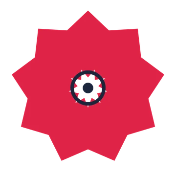 A 9-petal pointed flower with a ring centre and a transparent background.