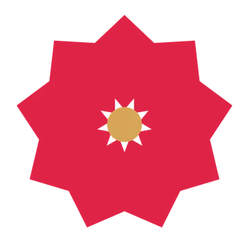 A 9-petal pointed flower with a seed centre and a transparent background.