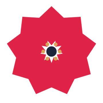 A 9-petal pointed flower with a stamen centre and a transparent background.