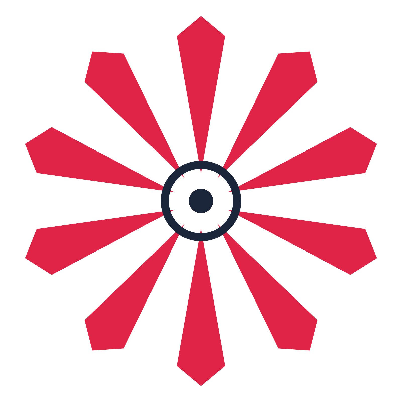 A 10-petal ray flower with a ring centre and a transparent background.