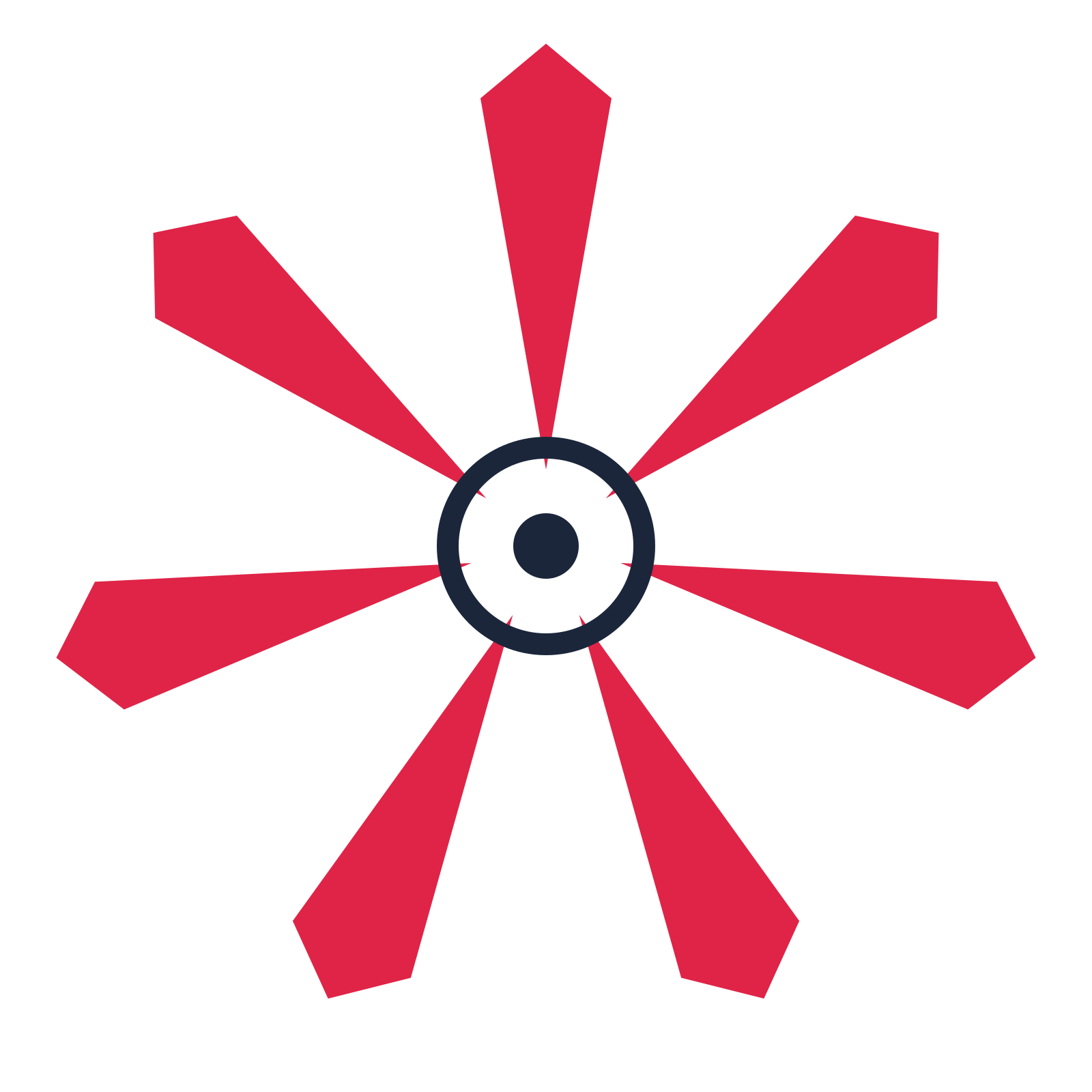 A 7-petal ray flower with a ring centre and a transparent background.