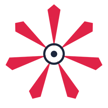 A 7-petal ray flower with a ring centre and a transparent background.