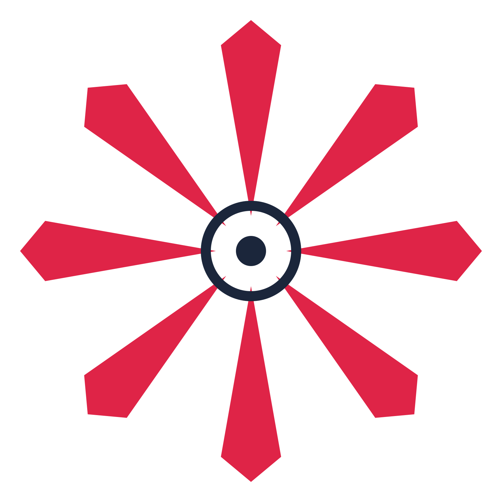 A 8-petal ray flower with a ring centre and a transparent background.