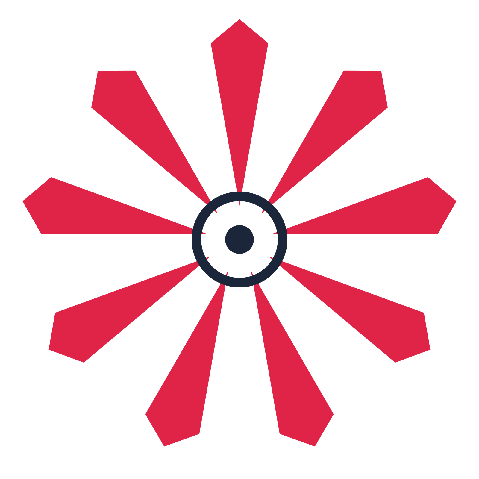 A 9-petal ray flower with a ring centre and a transparent background.
